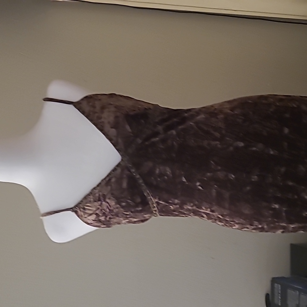 Brown Crushed Velvet Elegant Backless Dress